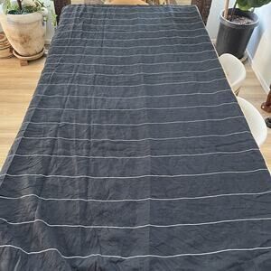 CB2 Full Queen Duvet Cover 100% Linen Pinstripe Button Closure 88 in x 92 in